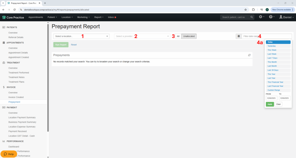 Core Report 2 - Collections Prepayments 2B